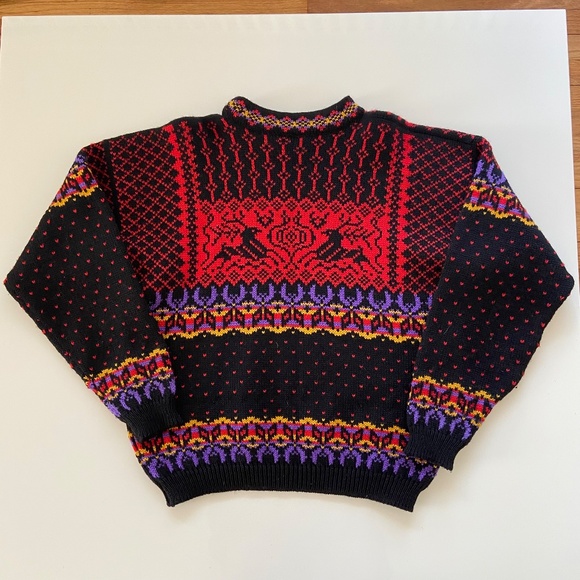 Vintage 90s Dale Of Norway Sweater Womens Small Wool Heavy Knit Nordic Reindeer - Picture 9 of 14